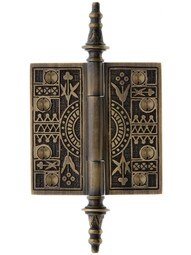 3 1/2-Inch Solid Brass Eastlake Steeple Tip Hinge In Antique-By-Hand Finish