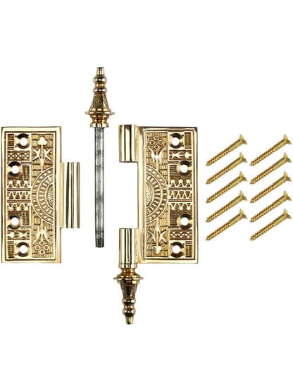 Alternate View 4 of 3 1/2-Inch Solid Brass Eastlake Steeple Tip Hinge In Unlacquered Brass.