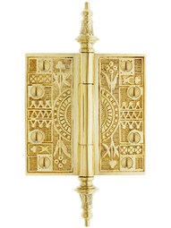 4-Inch Solid Brass Eastlake Steeple Tip Hinge In Unlacquered Brass.