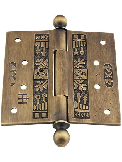 Alternate View 3 of 4-Inch Ball-Tip Windsor Pattern Hinge In Antique-By-Hand Finish.