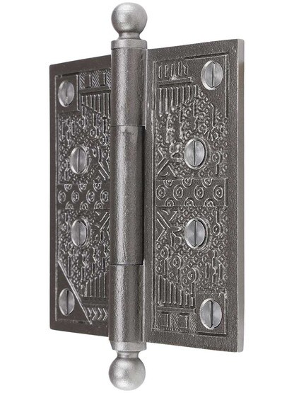 Alternate View of 4-Inch Ball-Tip Windsor Pattern Hinge In Lacquered Iron.