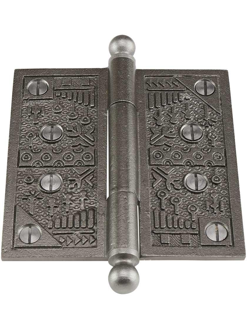 Alternate View 2 of 4-Inch Ball-Tip Windsor Pattern Hinge In Lacquered Iron.