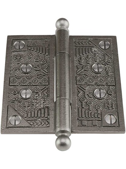 Alternate View 2 of 4-Inch Ball-Tip Windsor Pattern Hinge In Lacquered Iron.