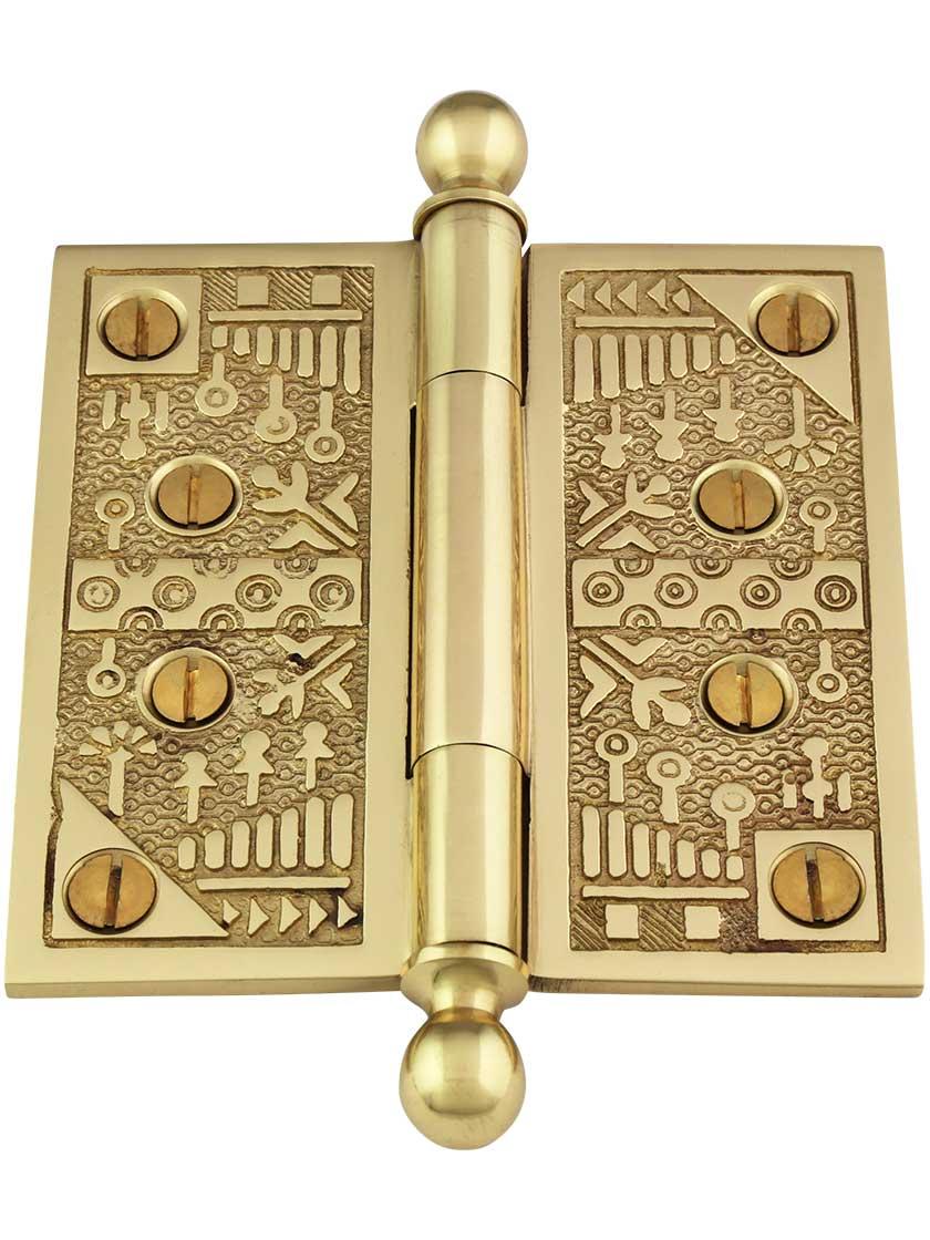 Alternate View 2 of 4-Inch Ball-Tip Windsor Pattern Hinge In Solid Brass.