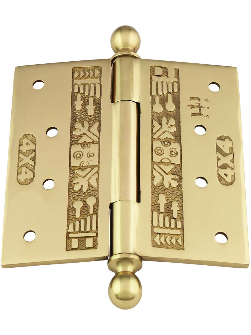 Alternate View 3 of 4-Inch Ball-Tip Windsor Pattern Hinge In Solid Brass.