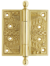 4-Inch Ball-Tip Windsor Pattern Hinge In Solid Brass.