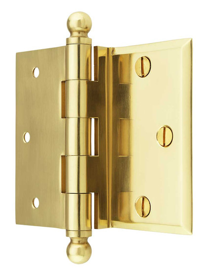Alternate View of 3 1/2 inch Brass Half-Mortise Door Hinge With Beveled Surface Leaf