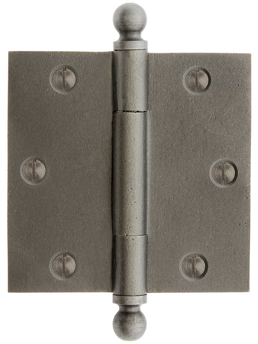 3 1/2-Inch Cast Iron Door Hinge With Ball Finials