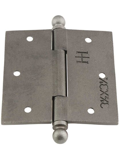 Alternate View 3 of 3 1/2-Inch Cast Iron Door Hinge With Ball Finials.