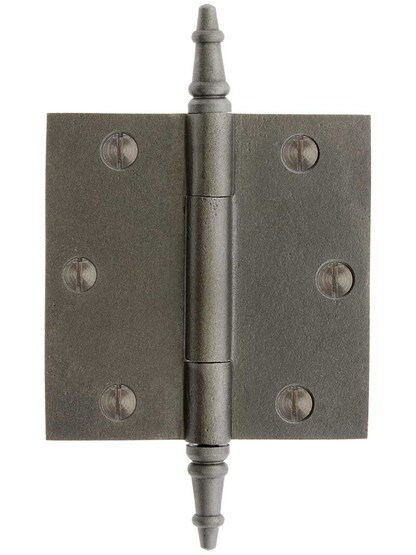 3 1/2-Inch Cast Iron Door Hinge With Steeple Tips.
