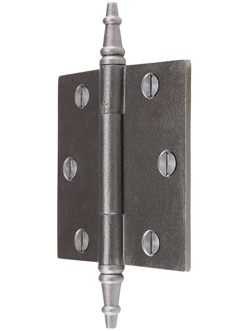 Alternate View of 3 1/2-Inch Cast Iron Door Hinge With Steeple Tips.