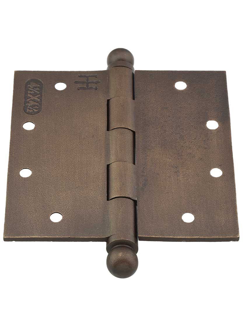 4 1/2Inch Distressed SolidBronze Door Hinge with Ball Finials House