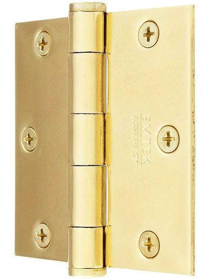 Alternate View of 3 1/2-Inch Heavy Duty Plated Steel Door Hinge With Button Tips.