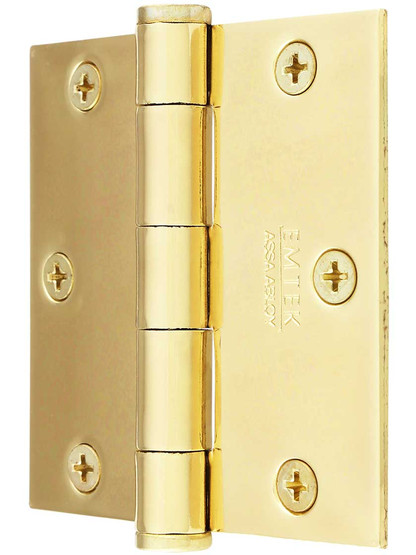 Alternate View of 3 1/2-Inch Heavy Duty Plated Steel Door Hinge With Button Tips.