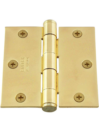 Alternate View 2 of 3 1/2-Inch Heavy Duty Plated Steel Door Hinge With Button Tips.