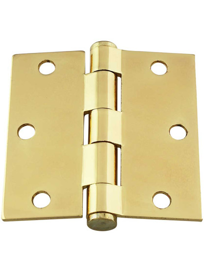 Alternate View 3 of 3 1/2-Inch Heavy Duty Plated Steel Door Hinge With Button Tips.