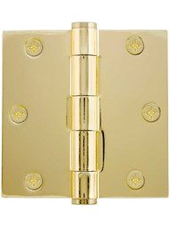 3 1/2-Inch Heavy Duty Plated Steel Door Hinge With Button Tips.