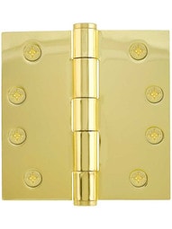 4-Inch Heavy Duty Plated Steel Door Hinge With Button Tips.