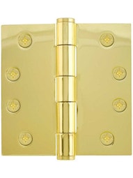 4-Inch Heavy Duty Plated Steel Door Hinge With Button Tips