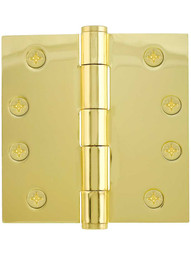 4-Inch Heavy Duty Plated Steel Door Hinge With Button Tips.