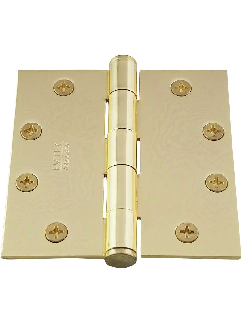 4 1/2-Inch Heavy Duty Plated-Steel Door Hinge With Button Tips