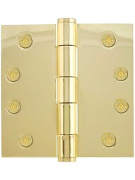 4 1/2-Inch Heavy Duty Plated-Steel Door Hinge With Button Tips