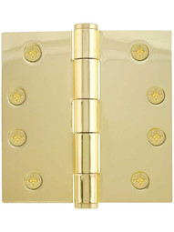 4 1/2-Inch Heavy Duty Plated-Steel Door Hinge With Button Tips.