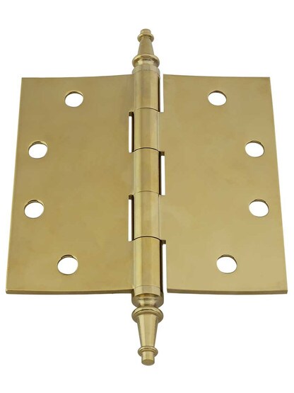 Alternate View 3 of 4 1/2 inch Solid-Brass Butt Door Hinge with Steeple Tips.