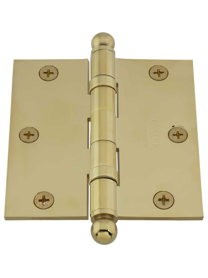 3 1/2" Solid Brass Ball-Bearing Door Hinge with Ball Tips
