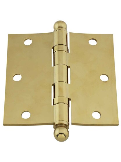 Alternate View 3 of 3 1/2 inch Solid Brass Ball-Bearing Door Hinge with Ball Tips.
