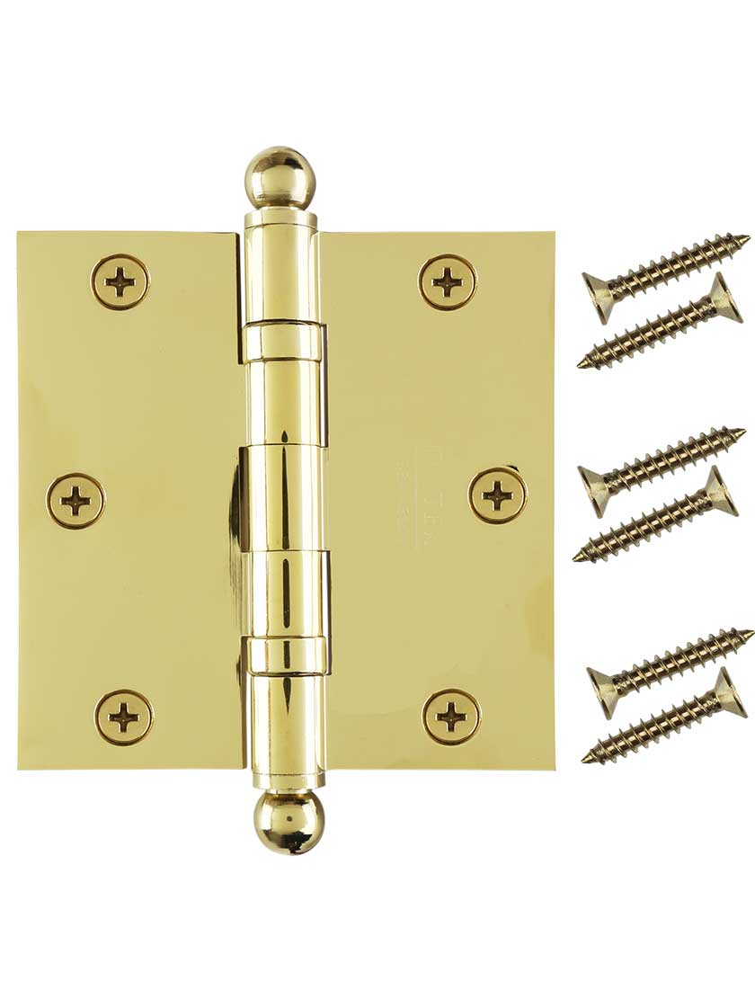 3 1/2" Solid Brass BallBearing Door Hinge with Ball Tips House of