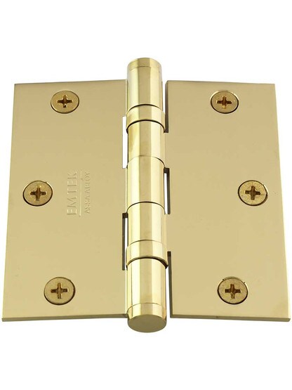 Alternate View 2 of 3 1/2 inch Solid Brass Ball Bearing Door Hinge With Button Tips