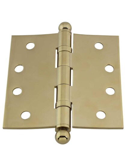 Alternate View 3 of 4 inch Solid Brass Ball-Bearing Door Hinge with Ball Tips.