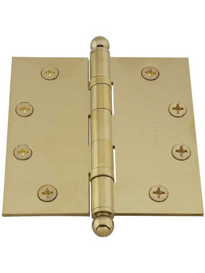 Alternate View 2 of 4 1/2 inch Solid Brass Ball-Bearing Door Hinge with Ball Tips.