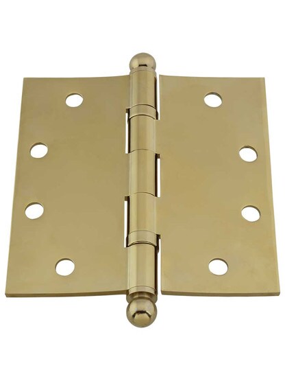 Alternate View 3 of 4 1/2 inch Solid Brass Ball-Bearing Door Hinge with Ball Tips.