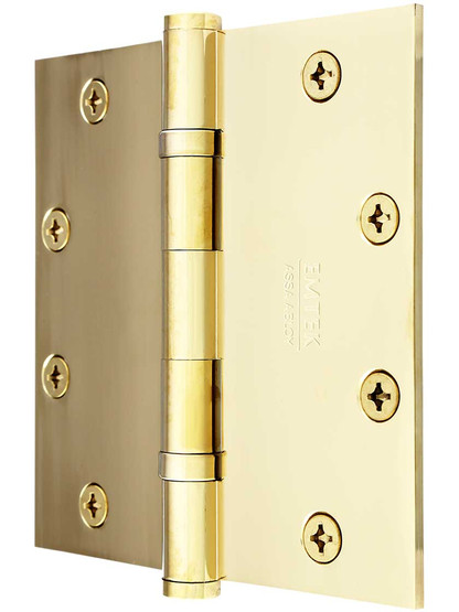 Alternate View of 5-Inch Solid Brass Ball Bearing Door Hinge With Button Tips.