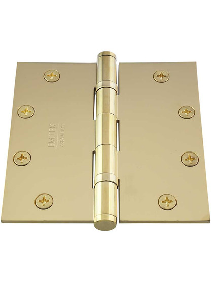 Alternate View 2 of 5-Inch Solid Brass Ball Bearing Door Hinge With Button Tips.