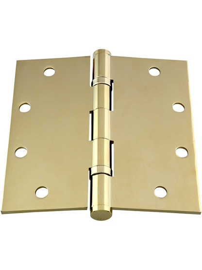 Alternate View 3 of 5-Inch Solid Brass Ball Bearing Door Hinge With Button Tips.