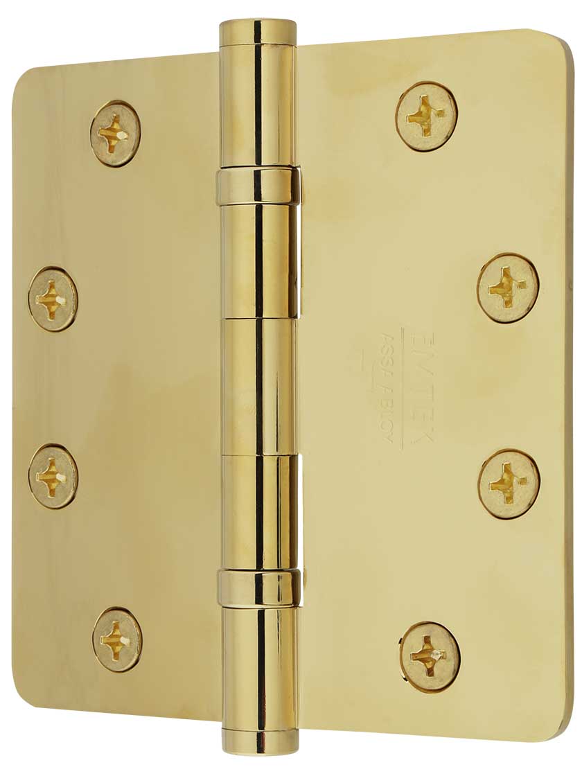 4 1/2" Solid Brass BallBearing Door Hinge with Button Tips and 1/4