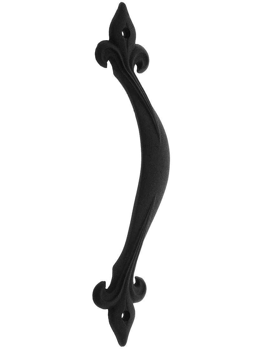 8 1/4 Inch Spade Door Handle Pull Handmade Cast Iron Black Powder Coat Finish Heavy Duty Long Pull Handle for Gate Kitchen Furniture Cabinet Closet Drawer Set of 2