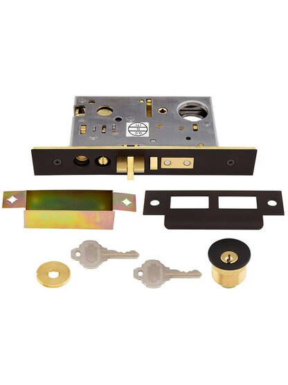 Alternate View 3 of Arts and Crafts Thumblatch Mortise Entry Set In Oil-Rubbed Bronze.