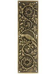 Tropical Parrot Push Plate In Antique-By-Hand Finish