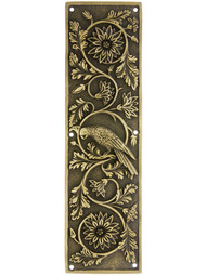 Tropical Parrot Push Plate In Antique-By-Hand Finish