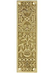 Eastlake Victorian Push Plate In Solid, Cast Brass