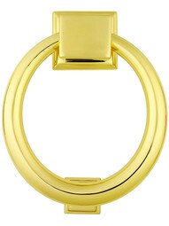 Solid Brass Ring Door Knocker With Square Bases