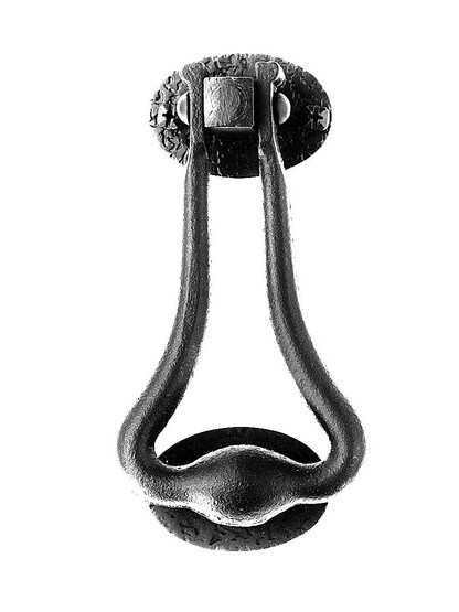 Alternate View of Forged Iron Colonial Bean Door Knocker