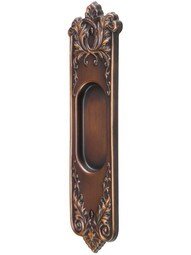 Lorraine Pattern Pocket Door Pull Without Keyhole in Oil-Rubbed Bronze.