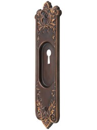 Lorraine Pattern Pocket Door Pull With Keyhole in Oil-Rubbed Bronze.