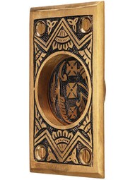 Oriental Pattern Rectangular Pocket Door Pull Without Keyhole.