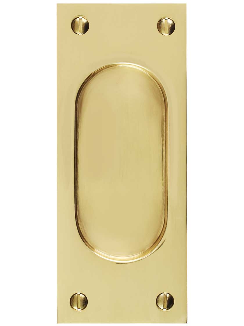 Rectangular Pocket Door Pull In Solid Brass